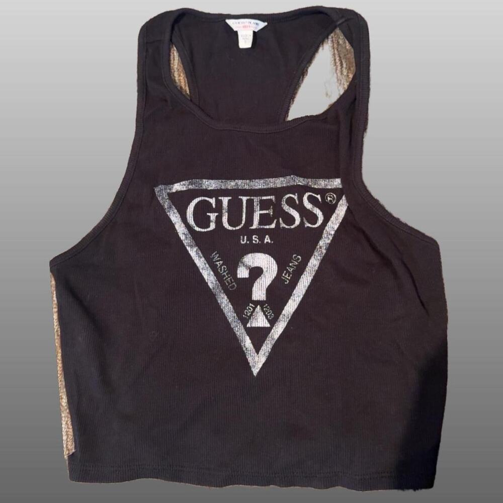 Guess usa black racerback tank